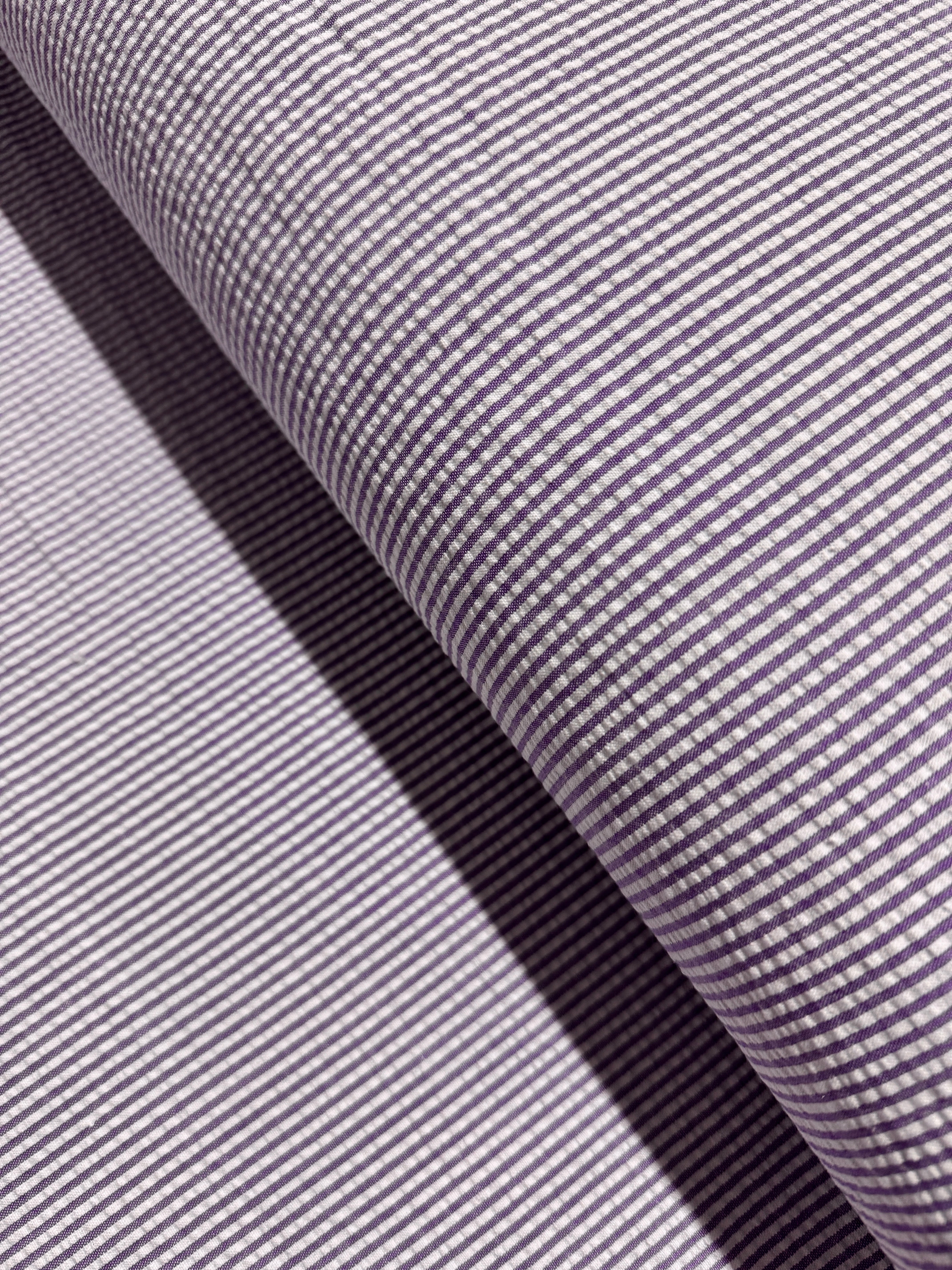 Seersucker Stripe Lupine - Cotton & Polyester Blend Yardage - 56" Width