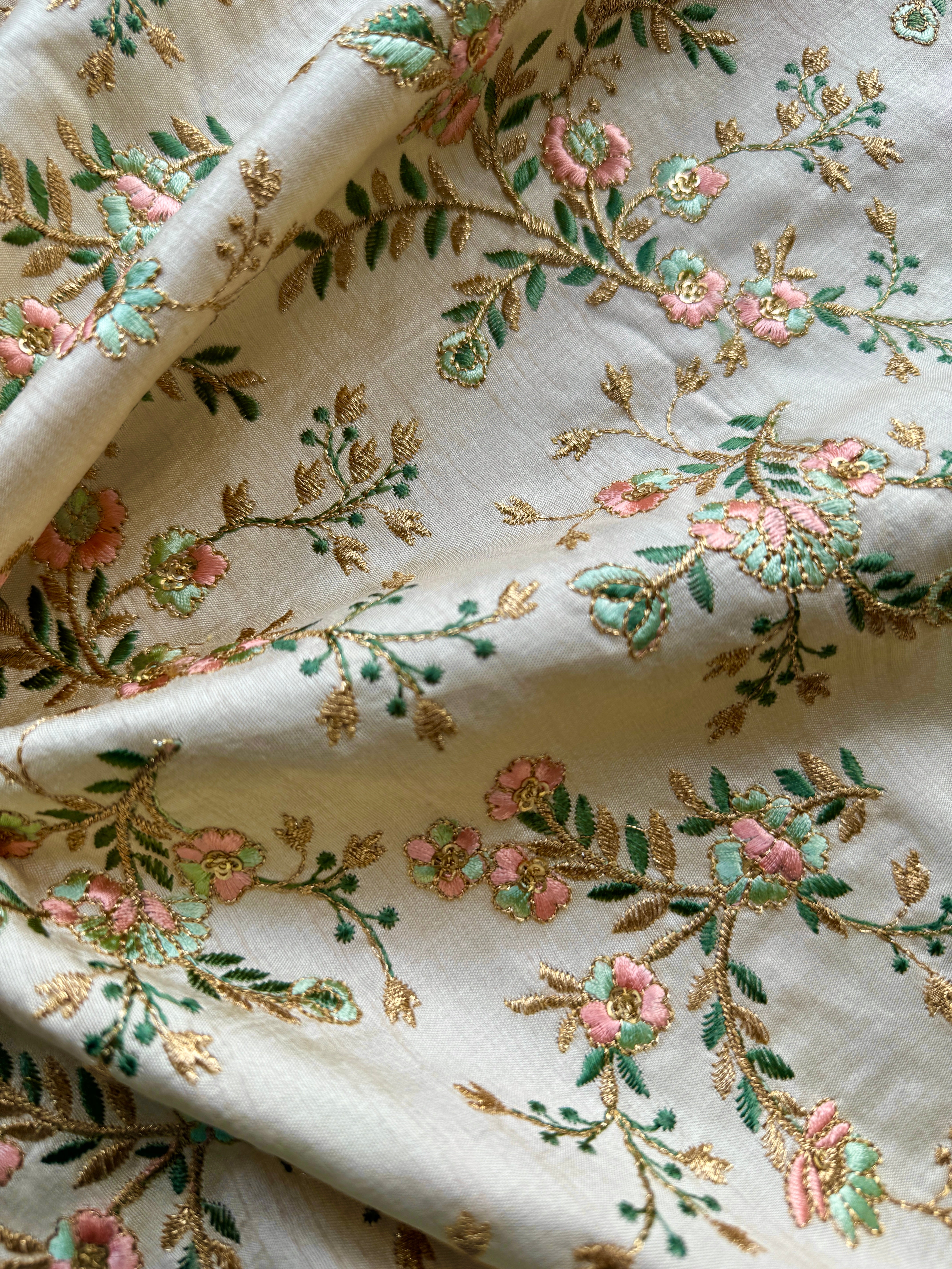 Bangalore Silk Embroidered Fabric with Sequins