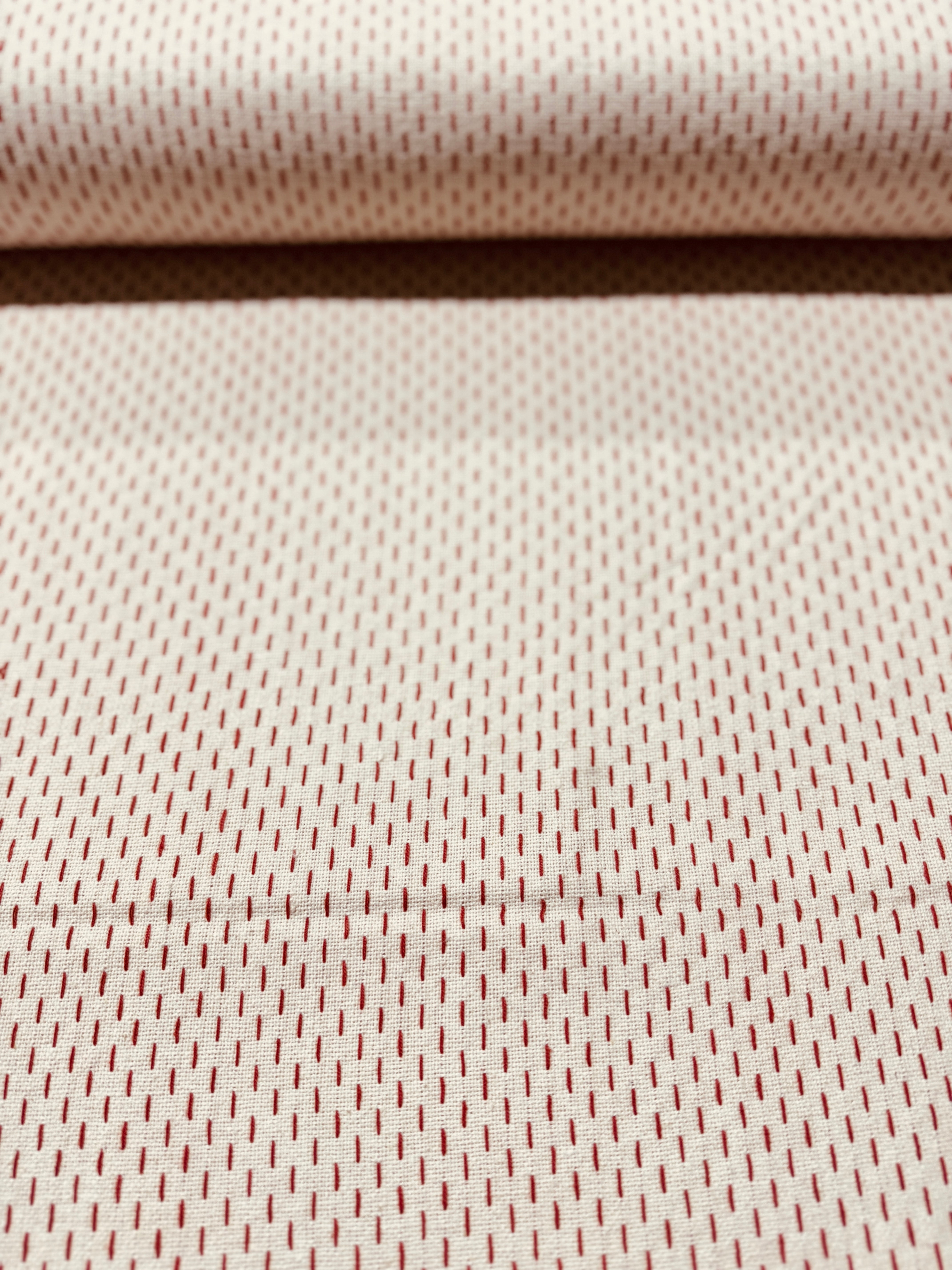 French Sashiko Wovens - Pearl Red Yardage