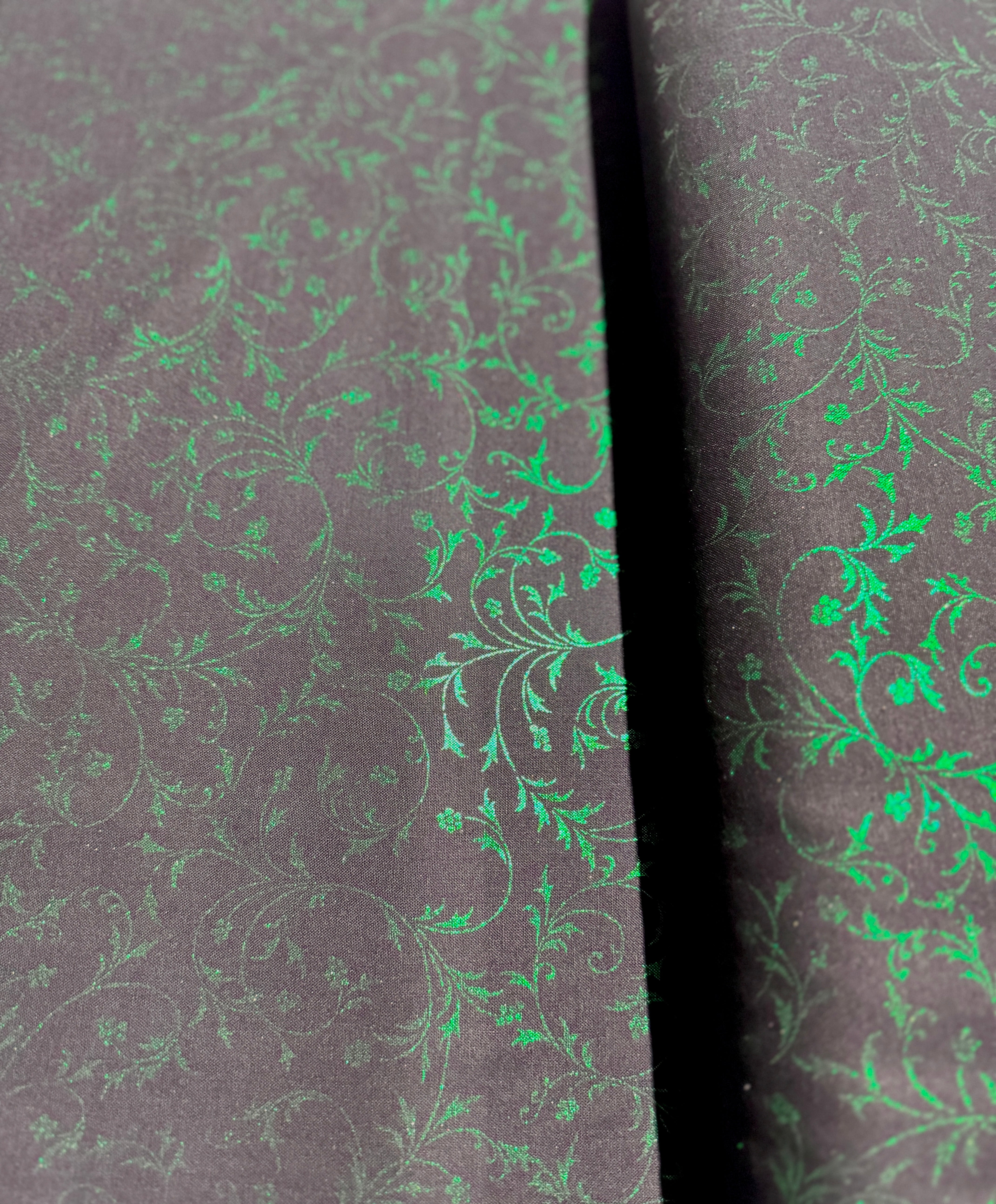 Season of Sparkle - Vines Emerald Metallic Yardage