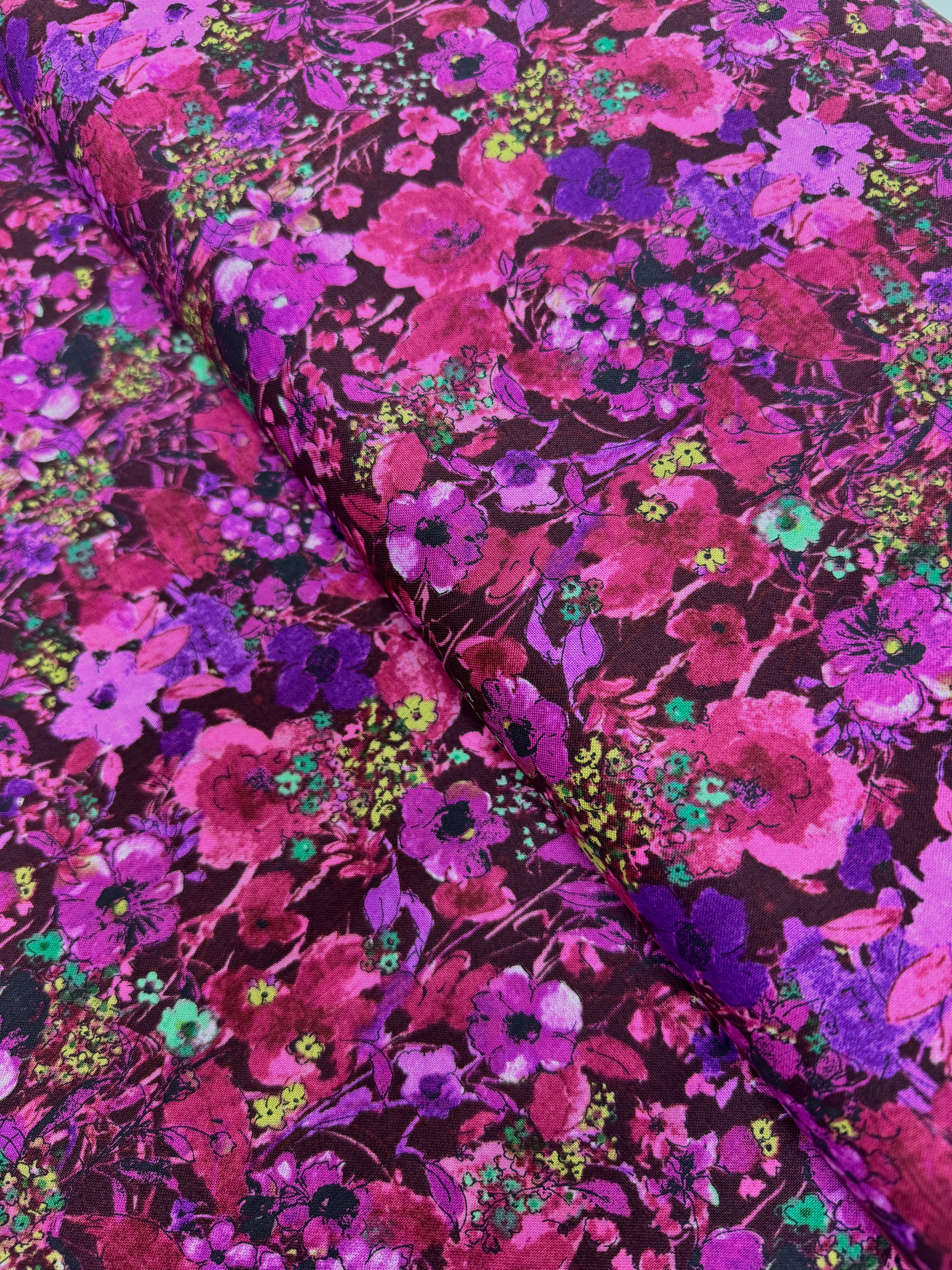 Bloom Bloom Butterfly - Moonlit Blooms Mulberry Yardage