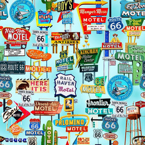 Route 66 Road Signs Fabric - Timeless Treasures