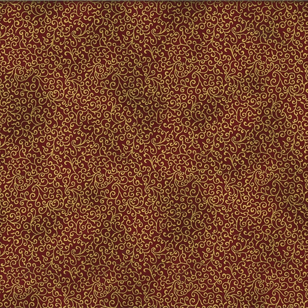 Holiday Blenders - Swirls Scarlet/Gold Yardage