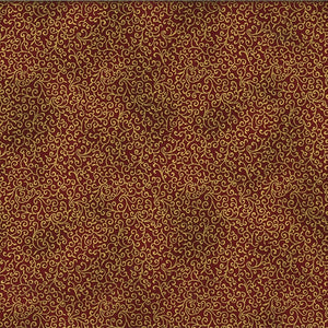 Holiday Blenders - Swirls Scarlet/Gold Yardage