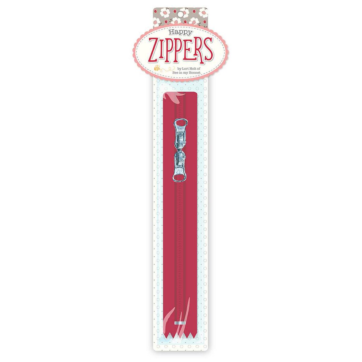 Lori Holt 16" Happy Zipper Red