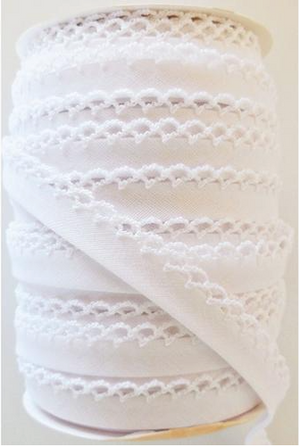 Crotchet Edge Double Fold Bias White Tape