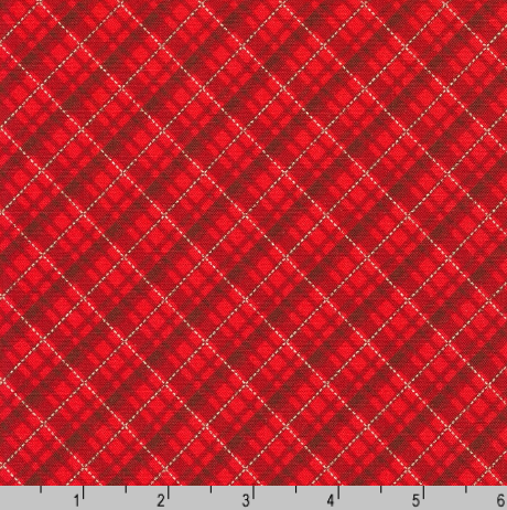 Kaufman - Holiday Charms - Plaid Scarlet Silver