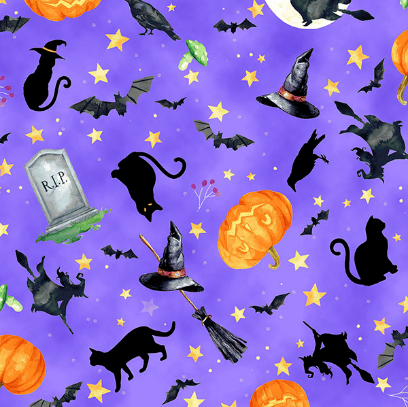 Hoffman - Happy Haunting - Purple Fabric