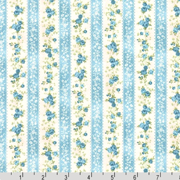 Cassandra Floral Stripe Sky by Robert Kaufman