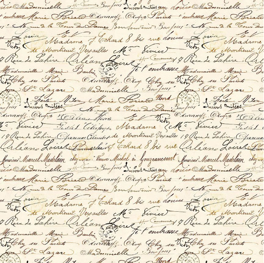 Vintage Rose - Handwriting Text Cream Fabric