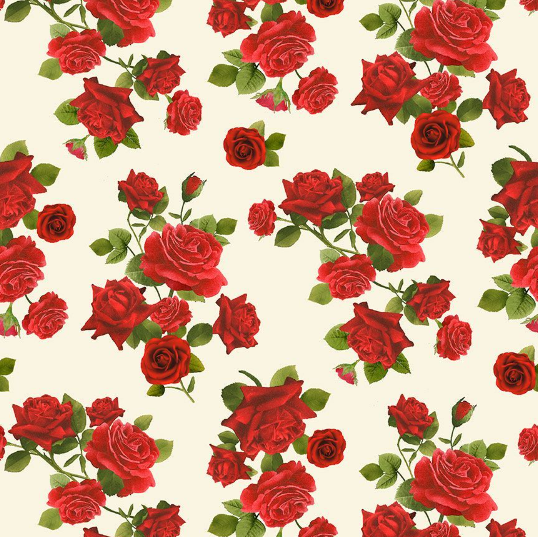 Vintage Rose - Tossed Medium Roses Cream Fabric