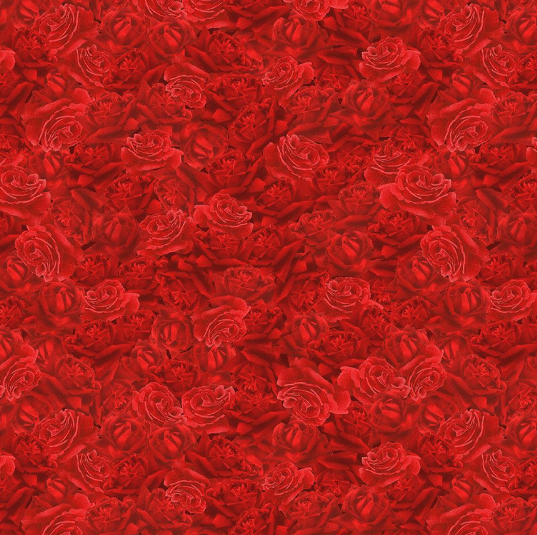 Vintage Rose - Packed Roses Red Fabric