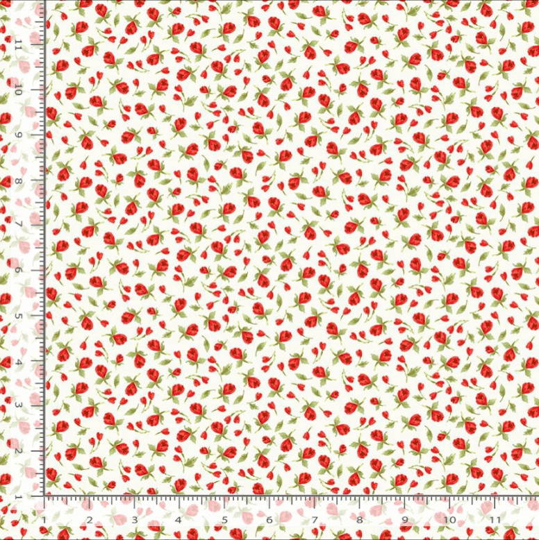 Vintage Rose - Tiny Cute Roses Cream Fabric