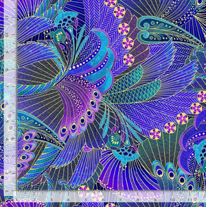 Empress - Abstract Metallic Feather Fabric