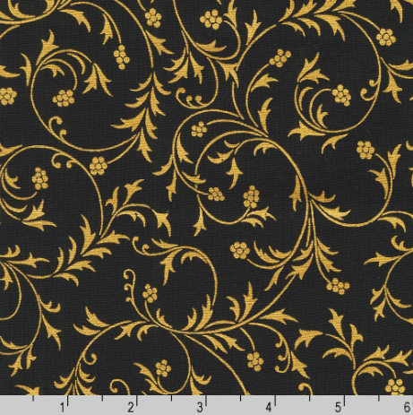 Holiday Flourish-Snow flower - Swirls Black Gold