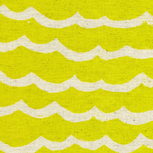 Kujira & Star - Waves Citron Canvas Fabric