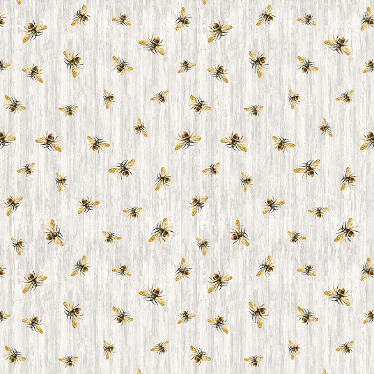 Honey Bee Farm - Flying Bees On Wood Texture Grey