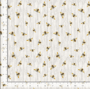 Honey Bee Farm - Flying Bees On Wood Texture Grey