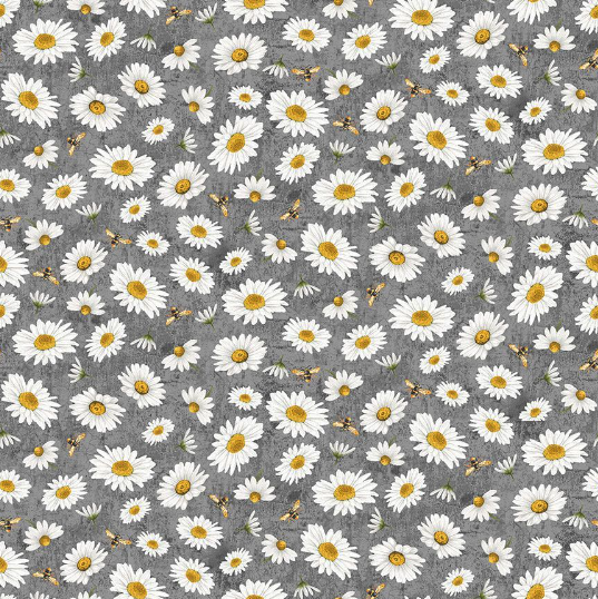 Honey Bee Farm - Tossed Bee and Daisy Florals Slate