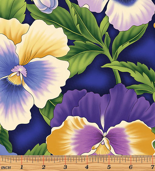 Benartex - Flower Festival - Pansies Cobalt