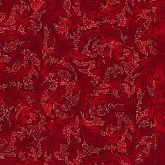 Holiday Wishes - Damask Crimson/Silver