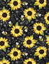 Sunflower and Bee Chalkboard Polyester Fabric