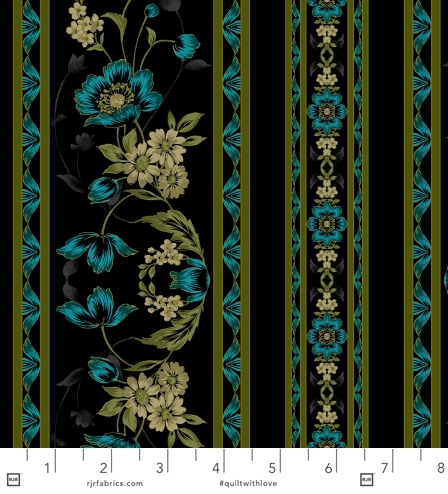 Midnight Garden - Border Teal by RJR