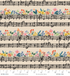 Bramble - Music Notes - Natural Canvas Fabric