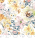 Peacock Walk - Floral Array Gold Yardage