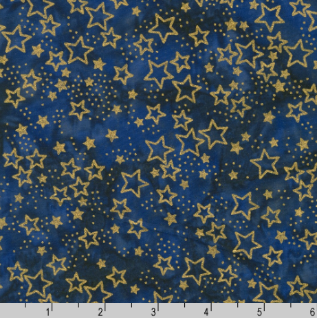 Stardust Batik - Gold Stars on Midnight Blue