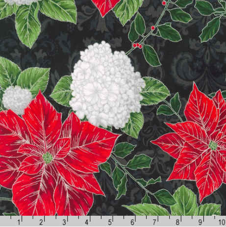 Holiday Flourish-Snow flower - Poinsettia Blooms Onyx