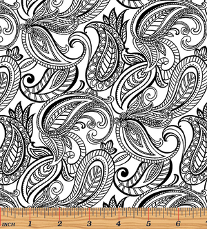 Night and Day - Paisley White/Black by Benartex