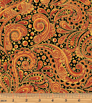 Hooked On Fish - Bubble Paisley Orange Metallic