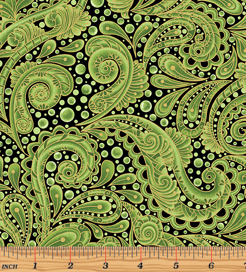 Hooked On Fish - Bubble Paisley Green Metallic