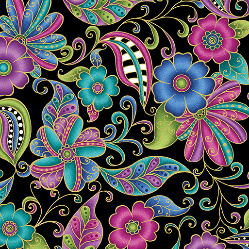 Alluring Butterflies - Floral Paisley Black/Multi