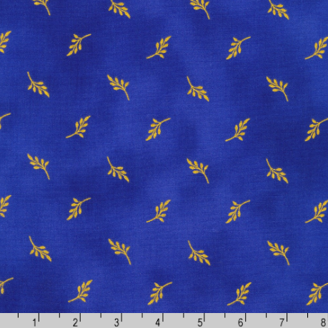 Jaikumari - Leaves Cobalt Metallic Fabric