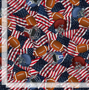 Football Helmets And USA Flags Fabric