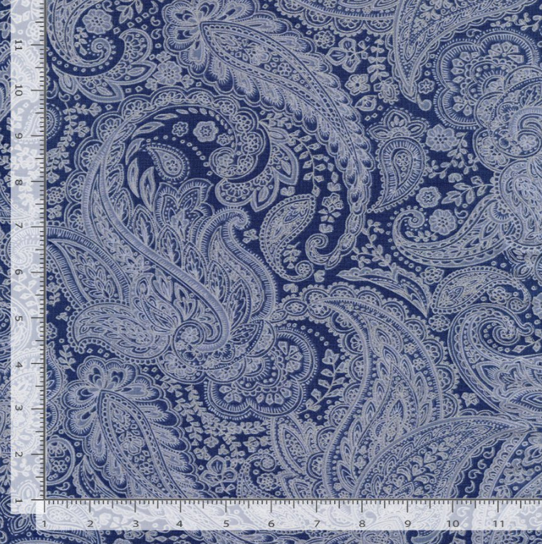 Icicle - Metallic Paisley Harbor Fabric