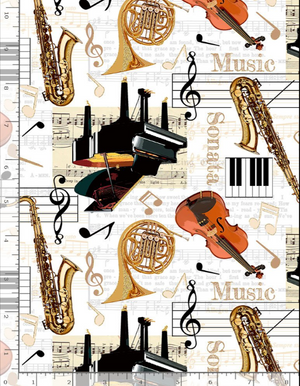 Instruments on Sheet Music Metallic by Timeless