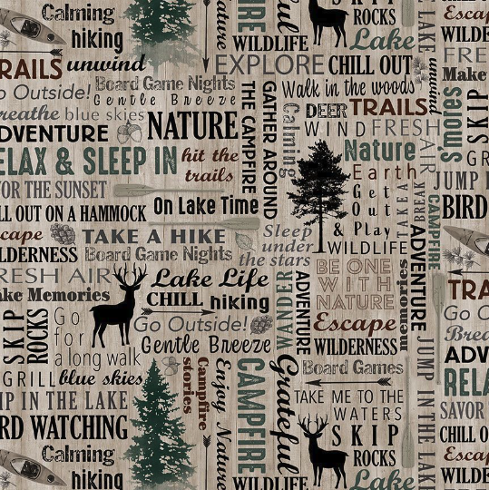 Lake Life - Lake House Word Print Fabric