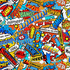 Superhero Action Words Fabric