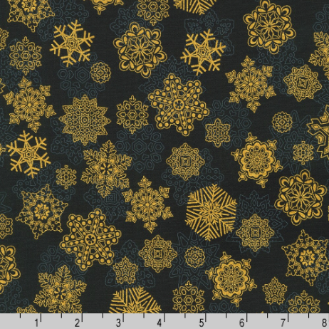 Holiday Flourish-Snow flower - Snowflakes Black