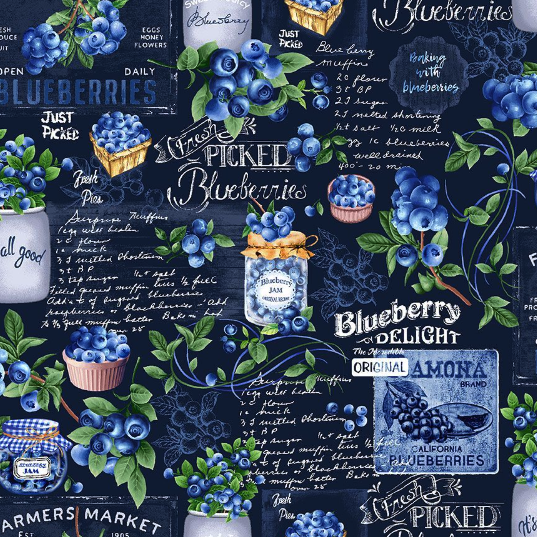 Blueberry Delight - Blueberry Chalkboard Fabric