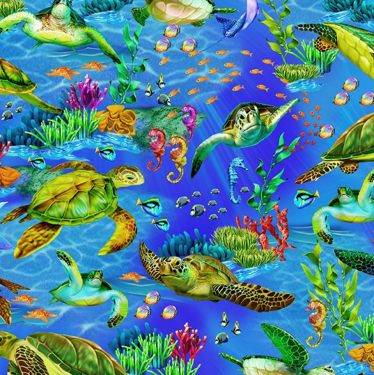 Deep Blue Sea - Sea Turtles Fabric