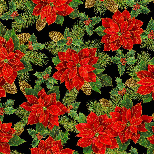 Deck The Halls - Christmas Magic - Christmas Poinsettia Metallic