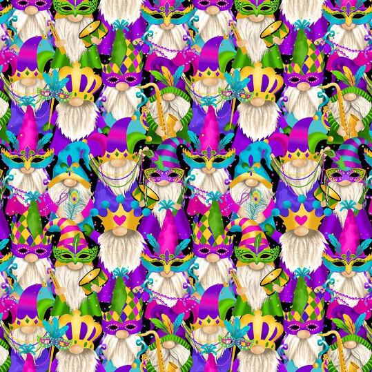 Mardi Gras Parade - Mardi Gras Gnomes Fabric