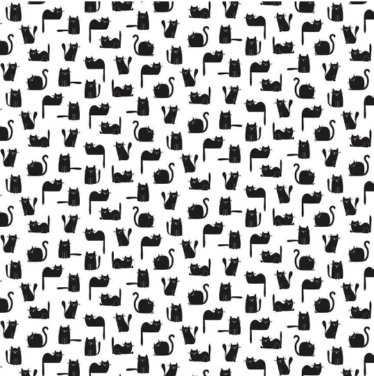 Feline Good! - Tossed Black Cats Fabric