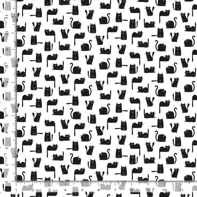 Feline Good! - Tossed Black Cats Fabric