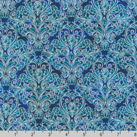 Mystic Moon - Ornate Ocean Metallic Fabric