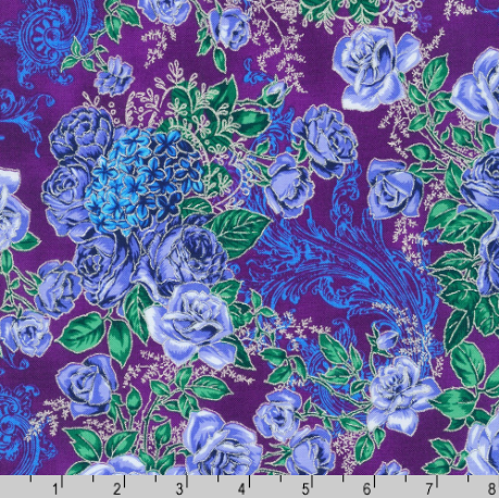 Mystic Moon - Floral Midnight Purple Metallic